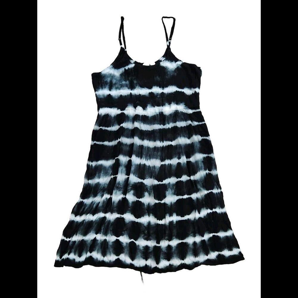 Beach By Exist Dress Cover Up Large Tie Dye Black White RUNS SMALL